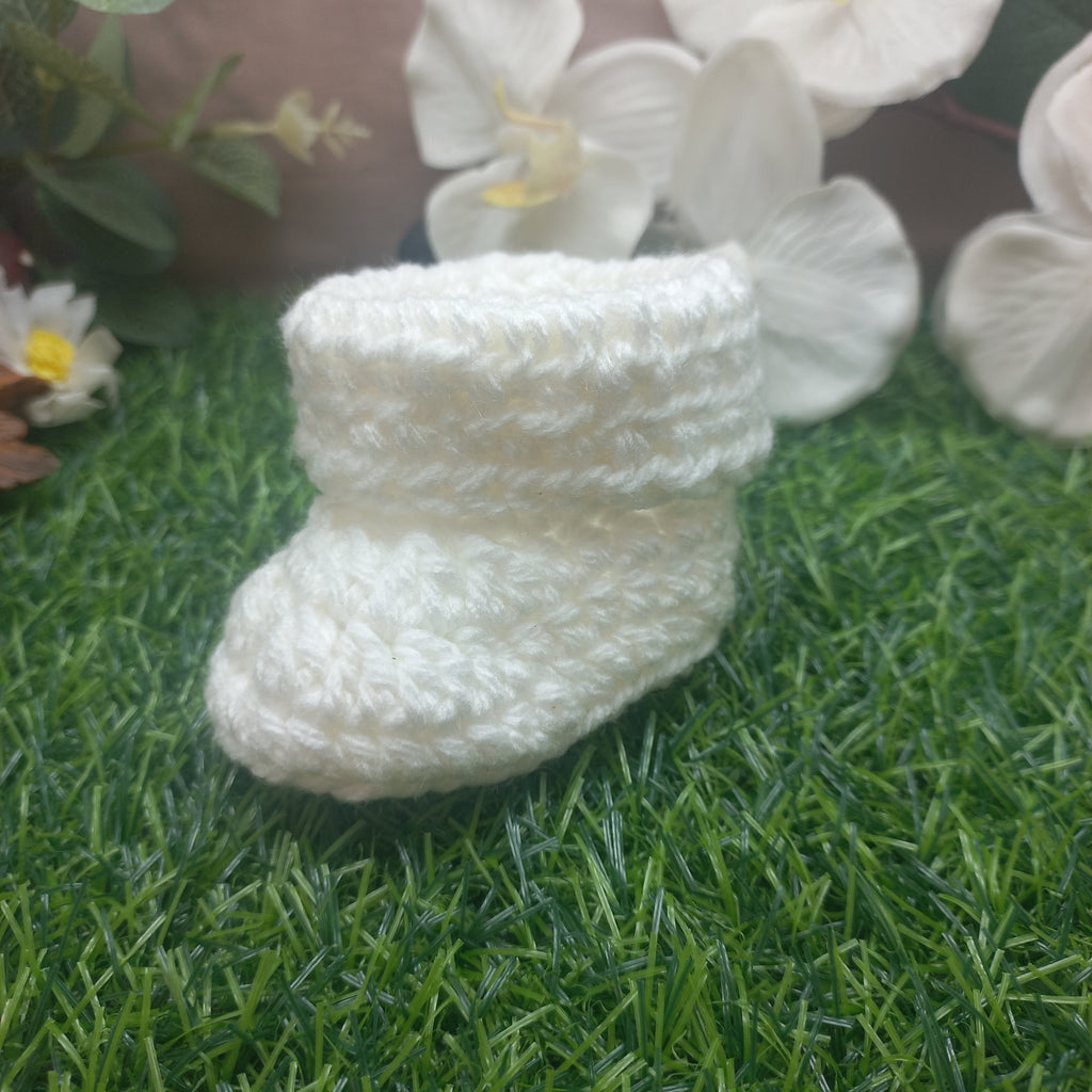 Handmade Crochet Baby Booties – White