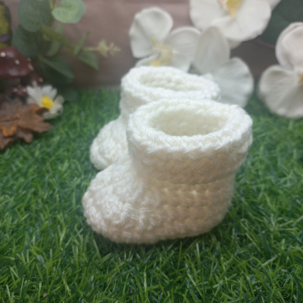 Handmade Crochet Baby Booties – White
