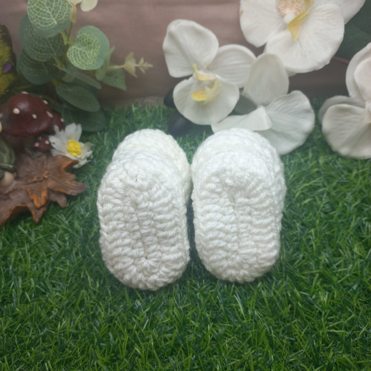 Handmade Crochet Baby Booties – White