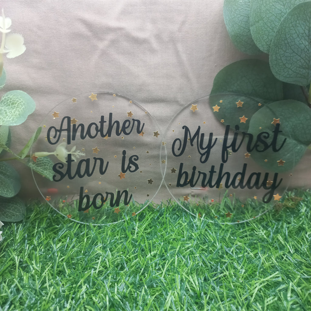 Handmade Acrylic Baby Milestone Discs – Moon & Stars