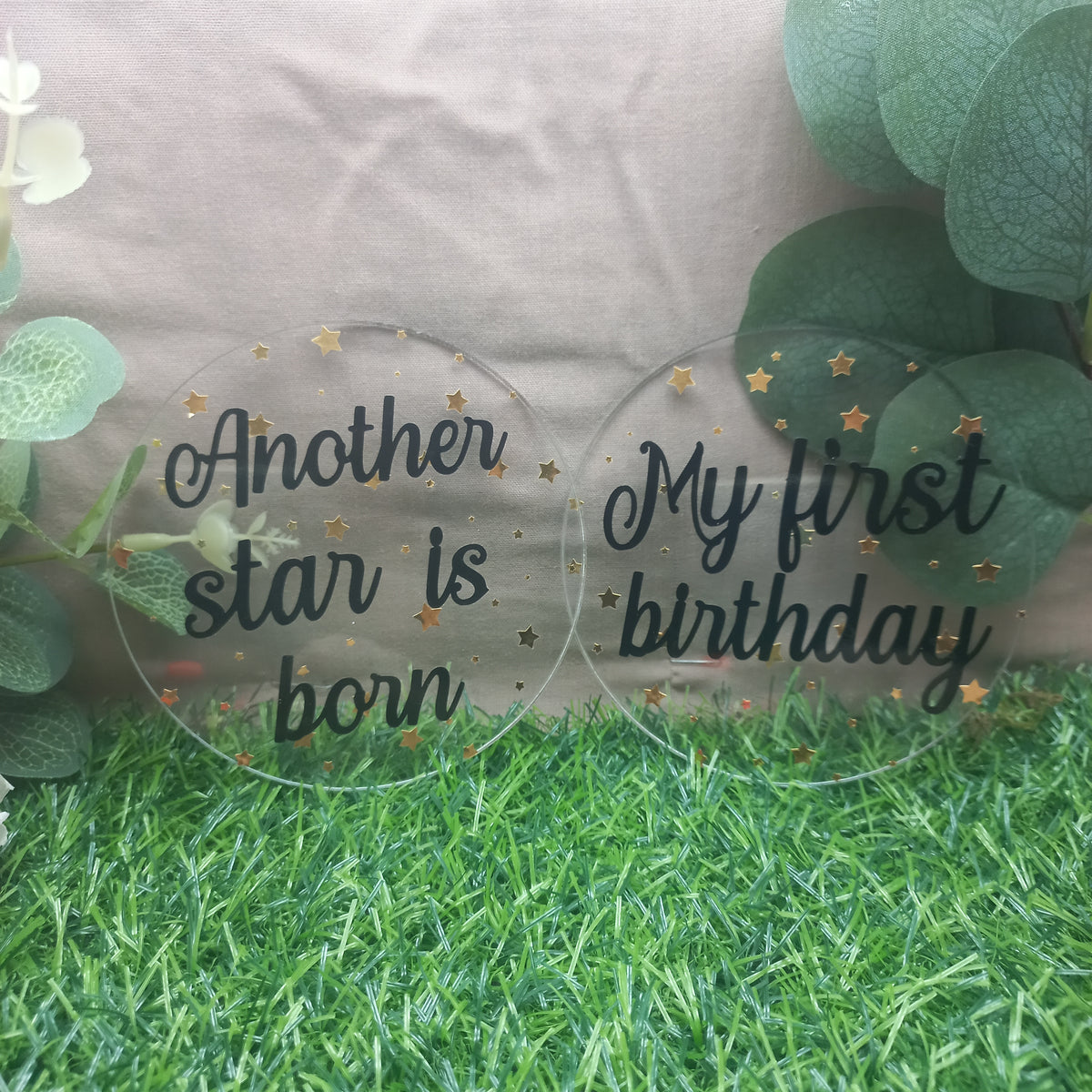 Handmade Acrylic Baby Milestone Discs – Moon & Stars