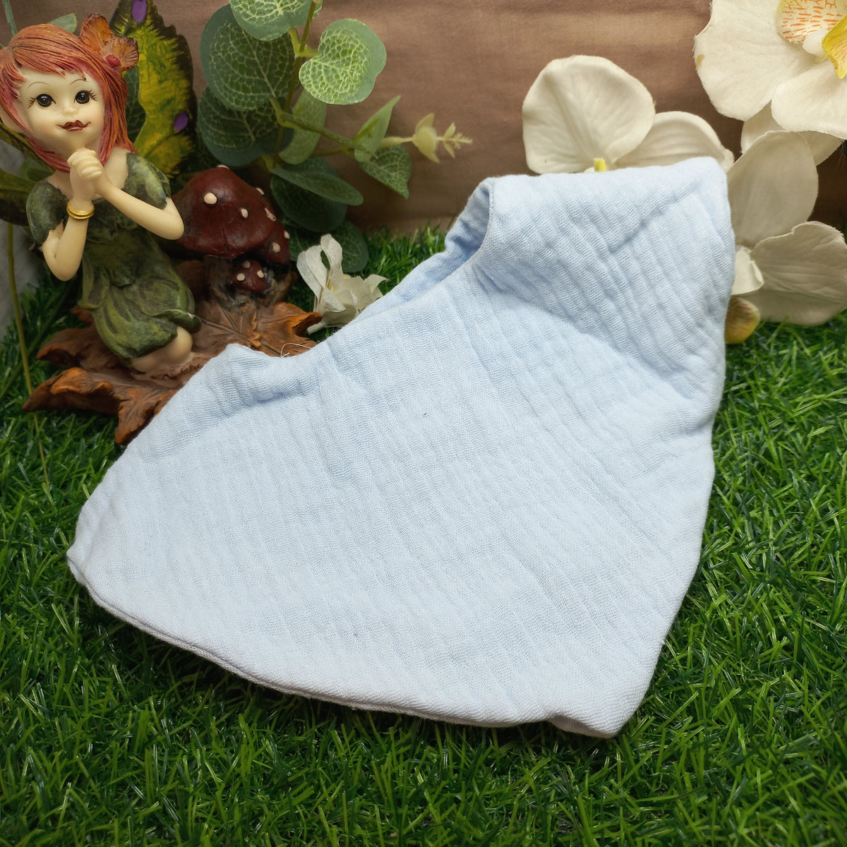 Baby Bandana Bib with Snap Closures – Blue