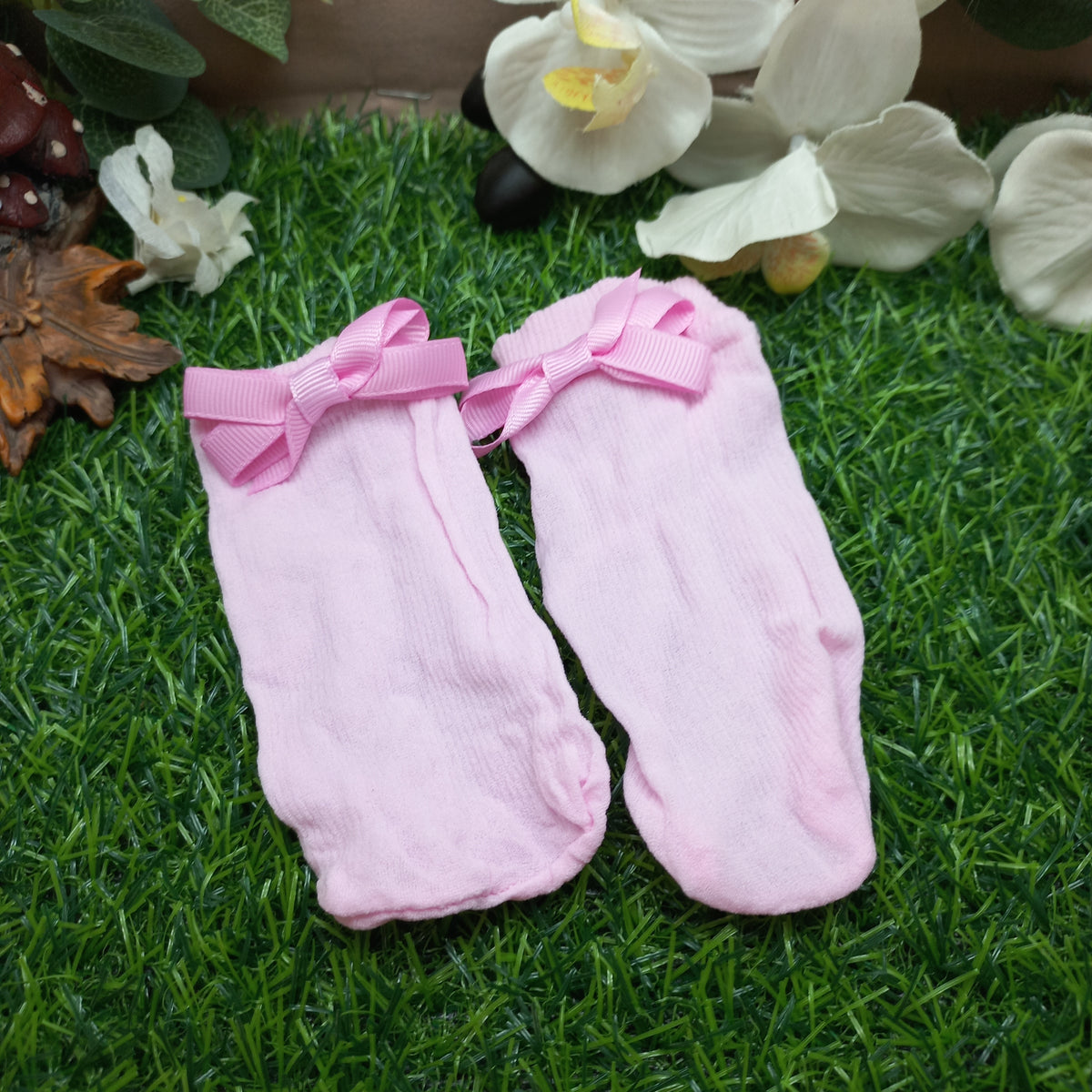 Baby Headband & Bow Stockings Set – Pink