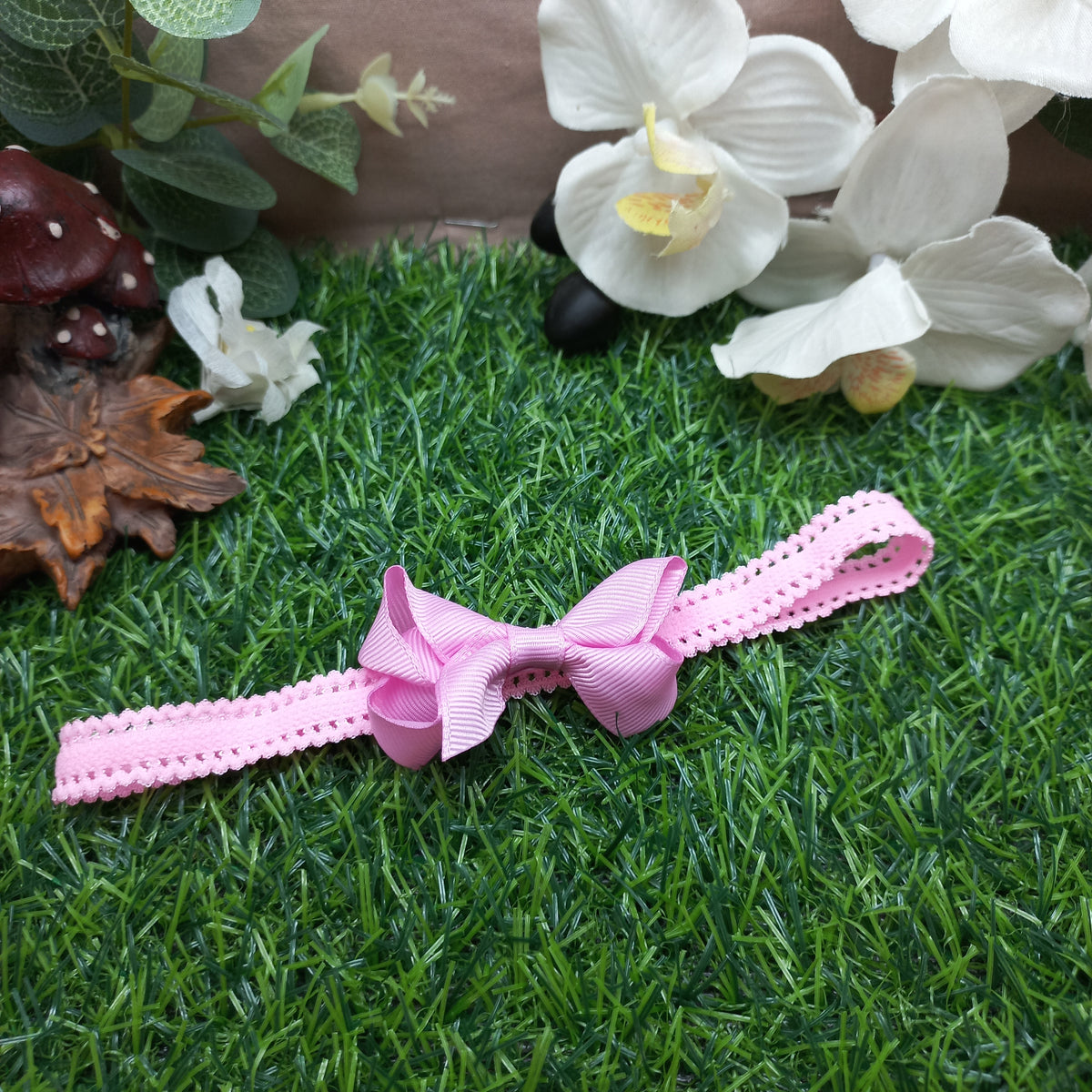 Baby Headband & Bow Stockings Set – Pink