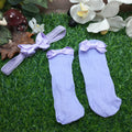 Baby Headband & Bow Stockings Set – Purple