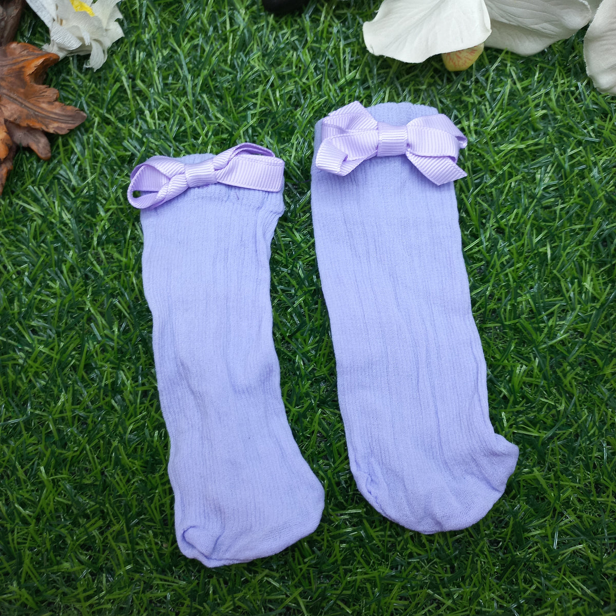 Baby Headband & Bow Stockings Set – Purple