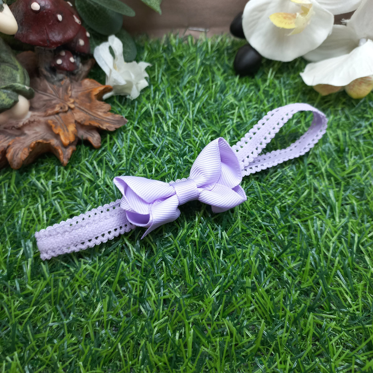 Baby Headband & Bow Stockings Set – Purple